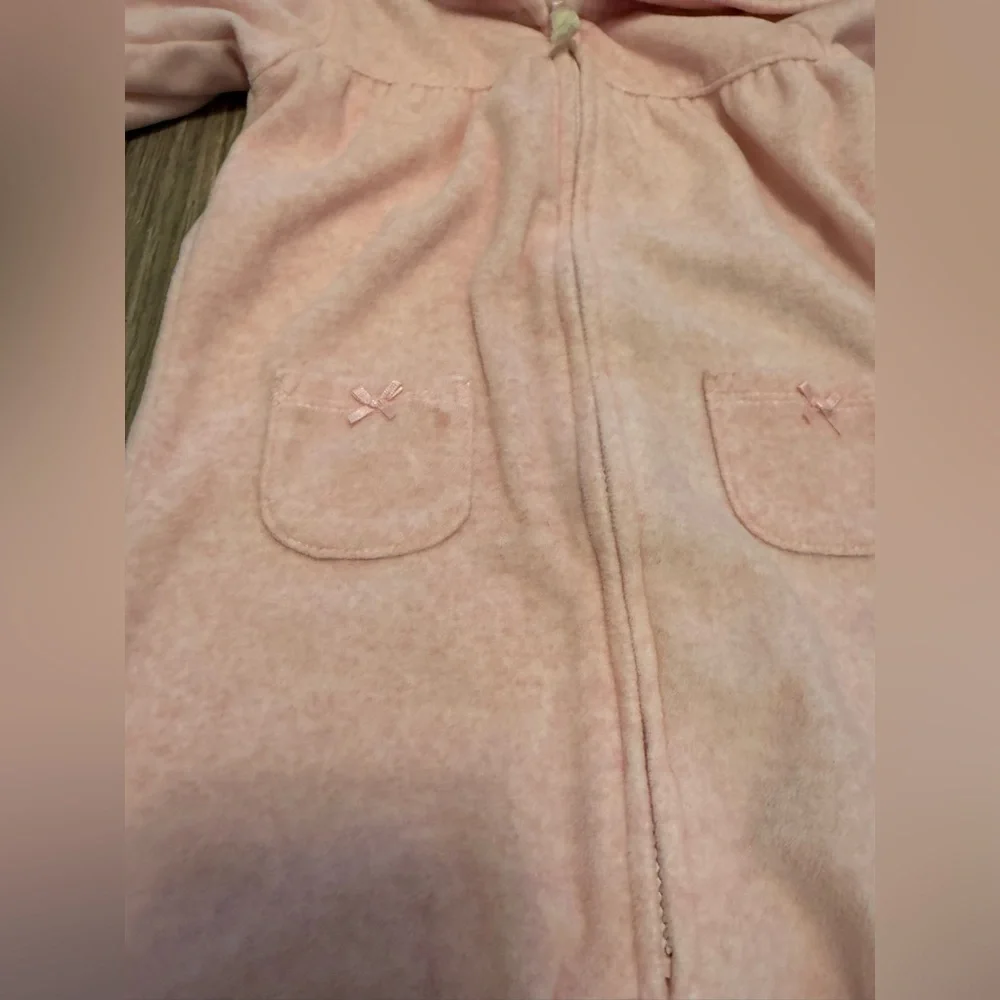 Carters Baby Girl Pink Fleece Coverall With Bear Size 12 Months